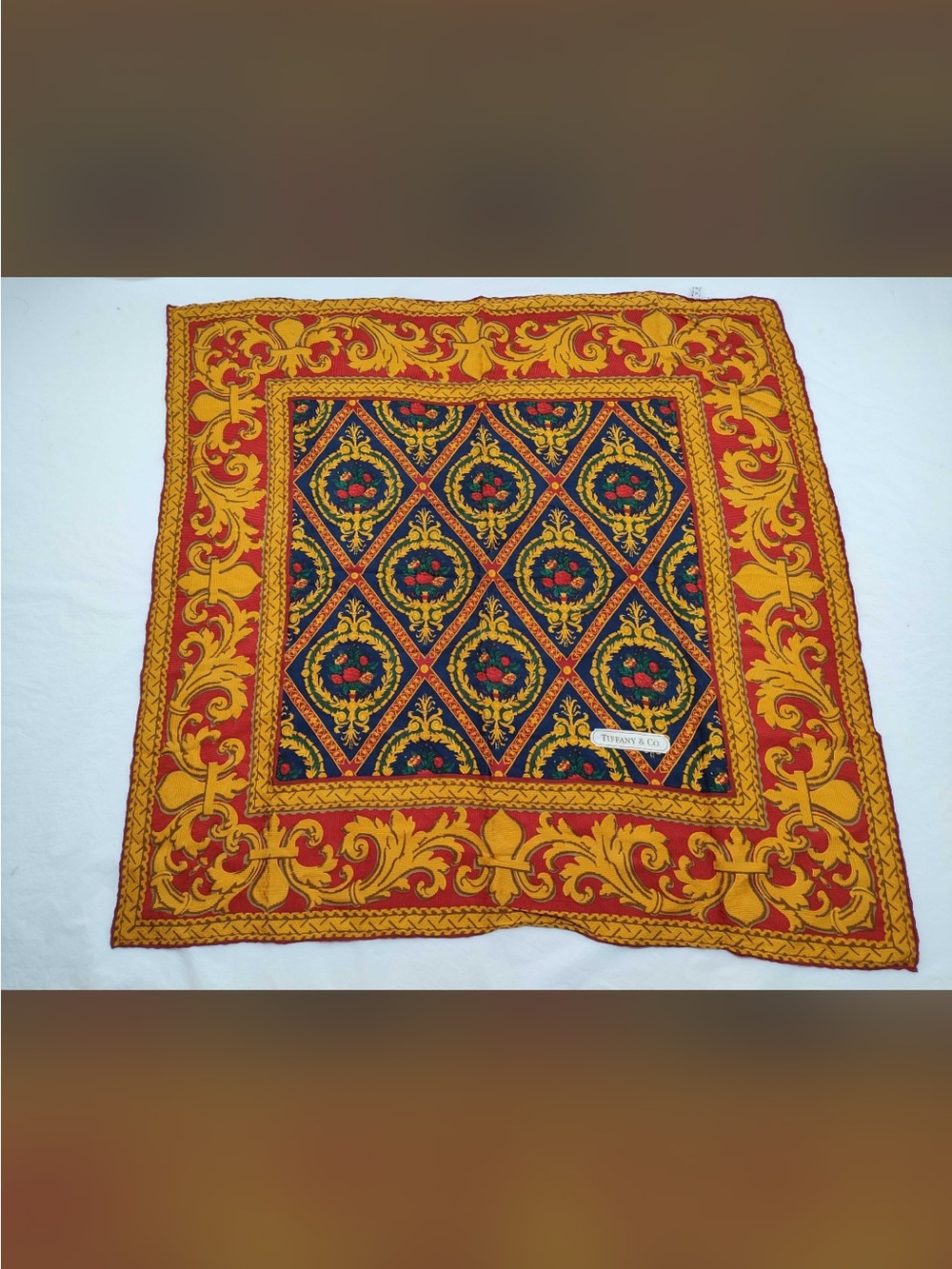 Tiffany & Co. Red and Gold Ornate Decorative Throw